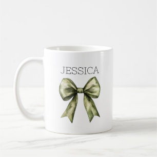 Taza De Café Lazo Verde Oliva Nombre Moderno Rústico Minimalist