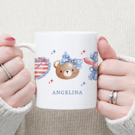 Taza De Café Lazos Acuarela Elegantes Monograma 4 De Julio