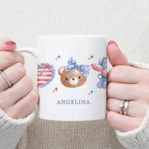 Taza De Café Lazos Acuarela Elegantes Monograma 4 De Julio