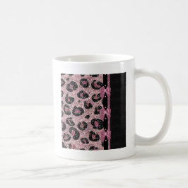 Taza De Café Lazos de cinta de estampado de leopardo rosa RAB R