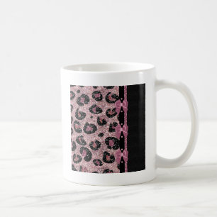 Taza De Café Lazos de cinta de estampado de leopardo rosa RAB R
