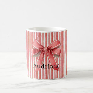 Taza De Café Lazos de rayas de bastón de caramelo rosa rojo