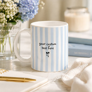 Taza De Café Lazos de texto personalizado de rayas azules coste