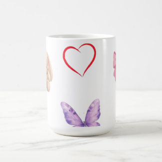 Taza De Café Lazos pastel adorables conejito mariposa corazón c