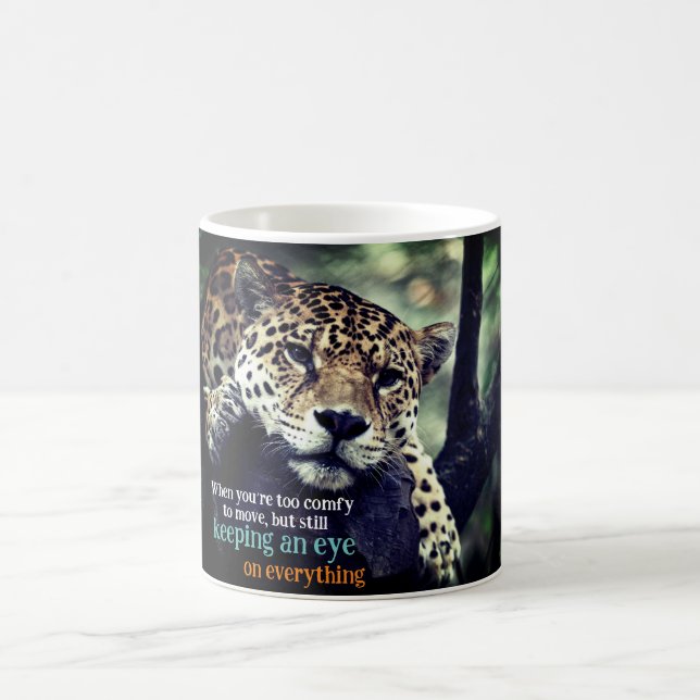 Taza De Café Lazy jaguar en foto de árbol (Centro)
