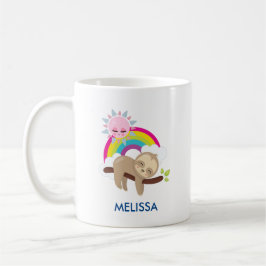 Taza De Café Lazy Slote lindo con sol y arcoiris