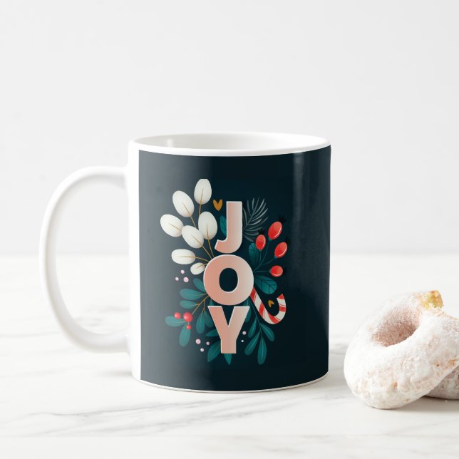 Taza De Café Le Deseamos JOVEN, Navidades Candy Cane & Foliage (Con donut)