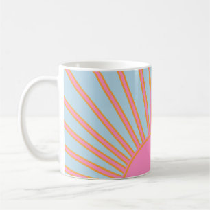 Taza De Café Le Soleil 02 Sol Retro Rosa Y Azul Sunshine
