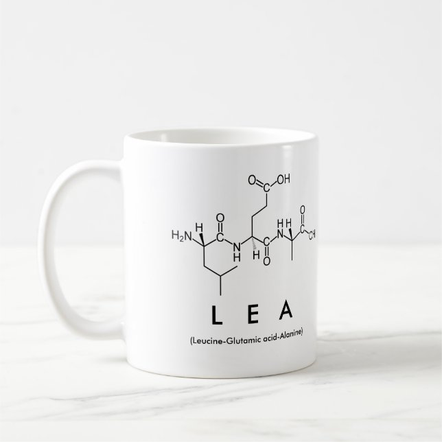 Taza De Café Lea peptide nombre mug (Izquierda)