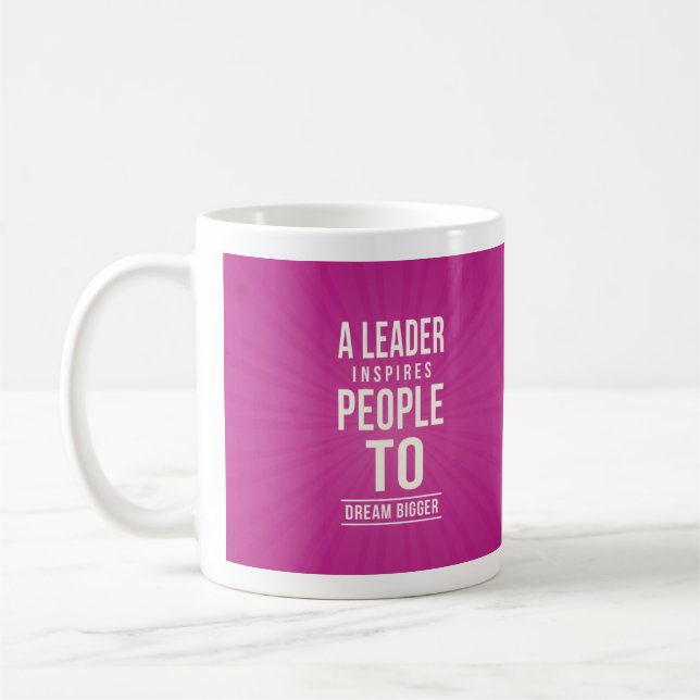 Taza De Café Leader mug - pink with quote (Izquierda)