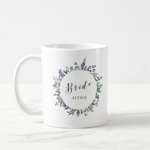Taza De Café Leafy Watercolor   Novia