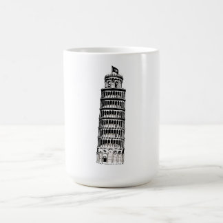 Taza De Café Leaning Tower of Pisa Line Art Illustration