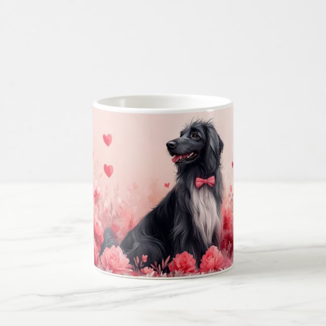 Taza De Café Lebrel afgano con rosas - Día de San Valentín  (Centro)