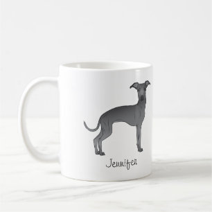 Taza De Café Lebrel italiano azul con nombre lindo perro de dib