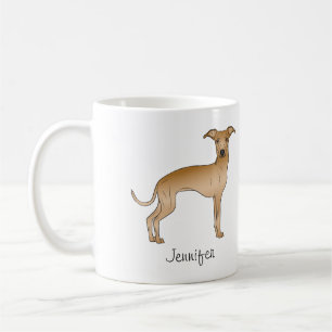 Taza De Café Lebrel italiano cervato dibujo animado con nombre