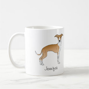 Taza De Café Lebrel Italiano Color Cervato Y Blanco Con Nombre