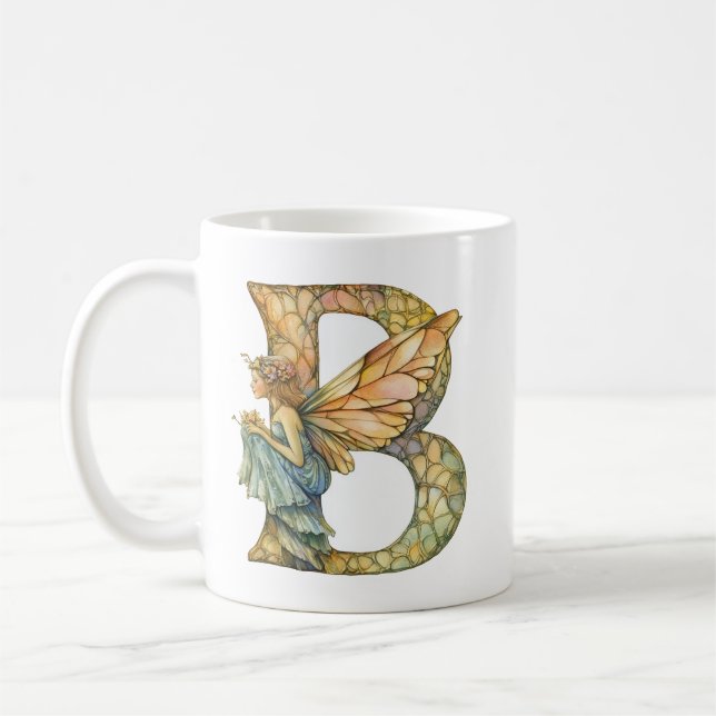 Taza De Café Leche arco iris inicial "B" (Izquierda)