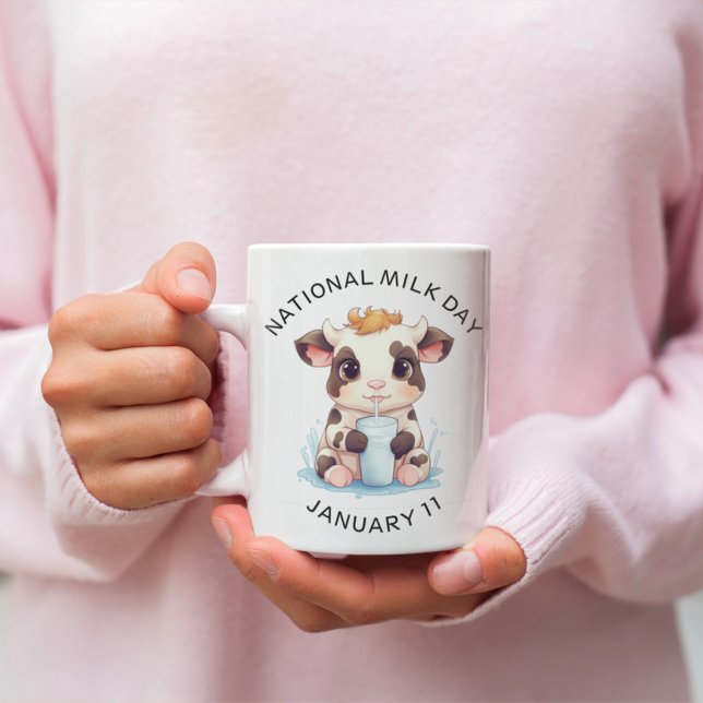 Taza De Café Leche blanca y negra de Kawaii bebé vaca que bebe  (Subido por el creador)