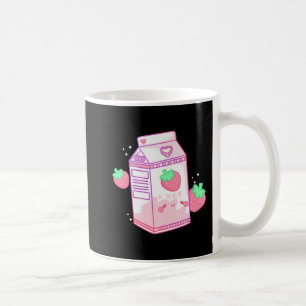 Taza De Café Leche de fresa rosa suave Kawaii Retro japonés