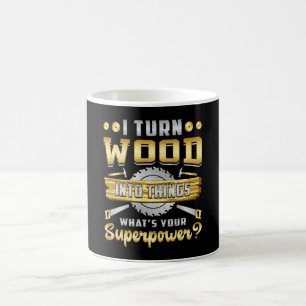 Taza De Café Leche de superpotencia de carpintero de madera