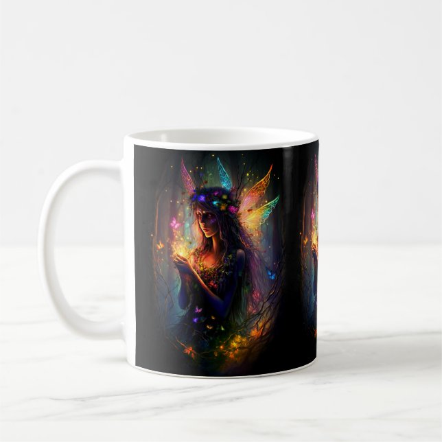 Taza De Café Leche mágica encantada Fantasía Forestal Pixe Polv (Izquierda)