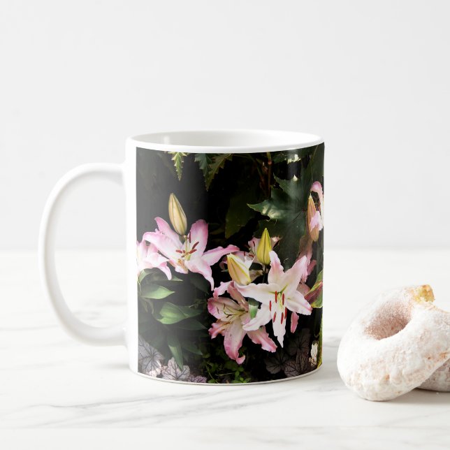 Taza De Café Leche rosa/blanca MUG en Longwood (Con donut)