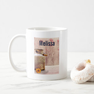 Taza De Café Leche rústica puede estilo campestre en madera