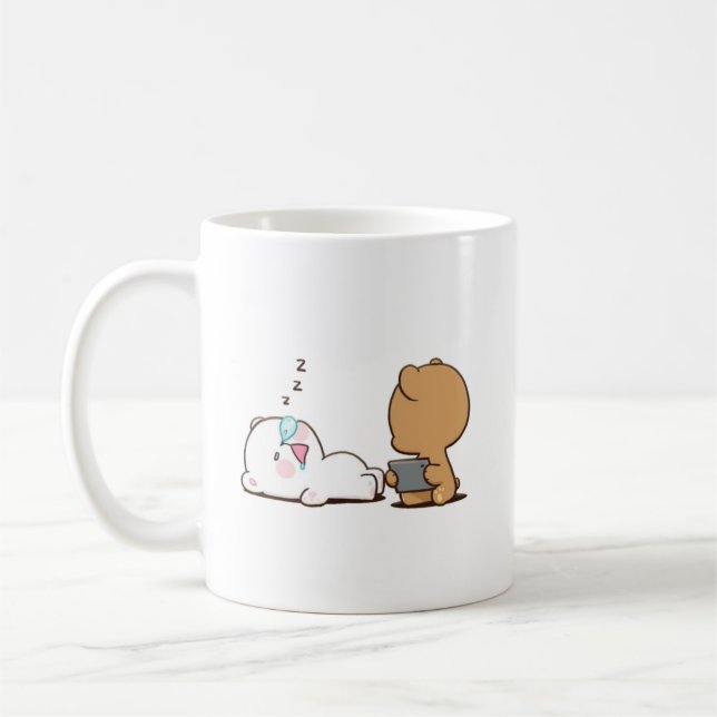 Taza De Café Leche Y Osos De Mocha Durmiendo (Izquierda)