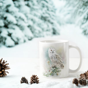 Taza De Café Lechuza acuarela de invierno