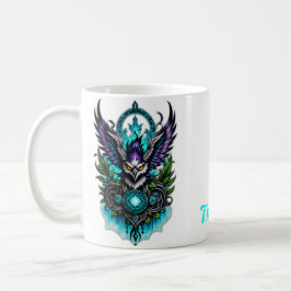 Taza De Café Lechuza con elementos mágicos.