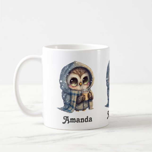 Taza De Café Lechuza con ojos agudos y café - (Izquierda)