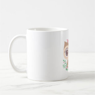 Taza De Café Lechuza De Bebé Cubierta Con Bow Rosa