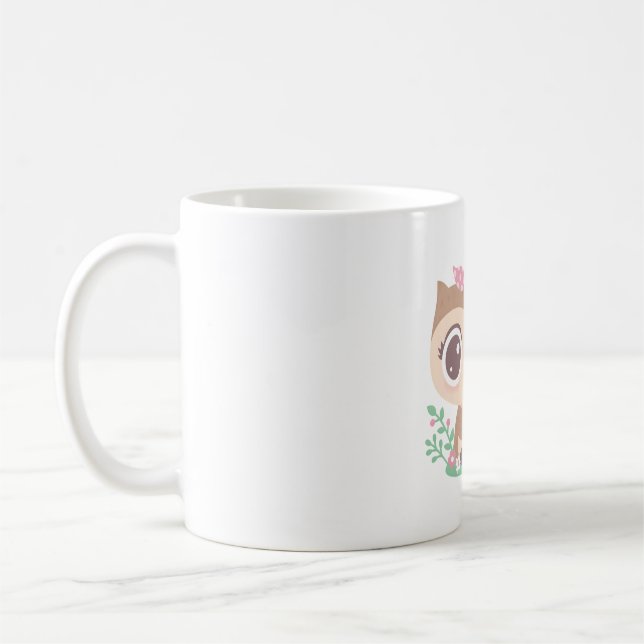 Taza De Café Lechuza De Bebé Cubierta Con Bow Rosa (Izquierda)