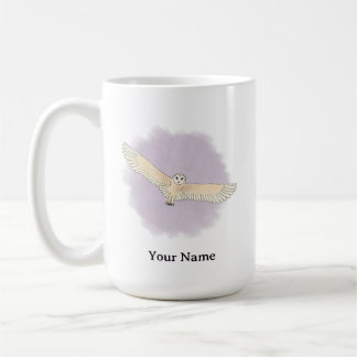 Taza De Café Lechuza de granero personalizada con fondo púrpura