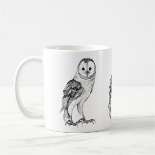 Taza De Café Lechuza de grano - Dibujo en pluma negra