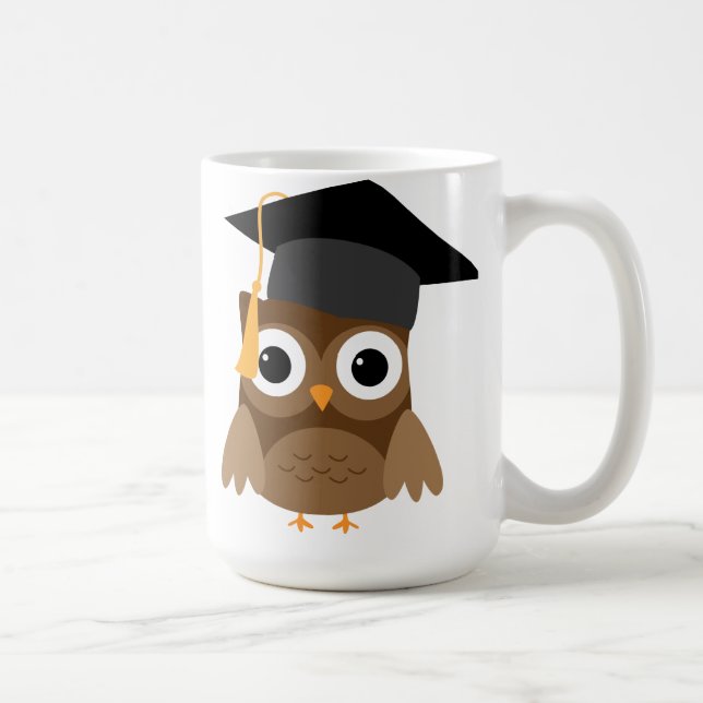 Taza De Café Lechuza marrón con tapón de graduación (Derecha)