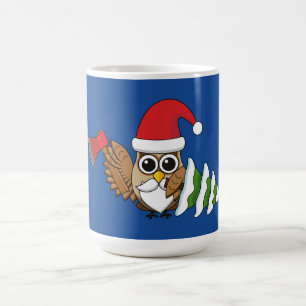 Taza De Café Lechuza navidad con hacha y pino nevado