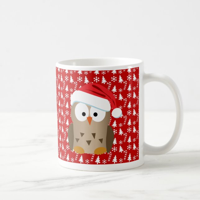 Taza De Café Lechuza navidad con Santa Hat (Derecha)