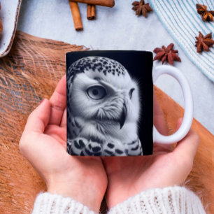 Taza De Café Lechuza nevada en blanco y negro