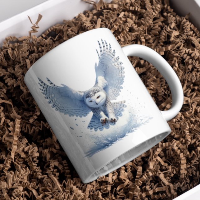 Taza De Café Lechuza nevada en medio de un arenque en acuarela (Subido por el creador)