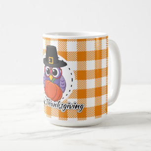 Taza De Café Lechuza peregrina sobre Naranja sembrada - Feliz D