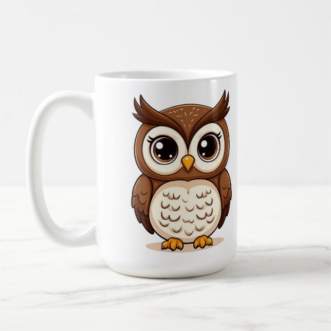 Taza De Café Lechuza Personalizado Adorable Con Ojos Grandes (Izquierda)
