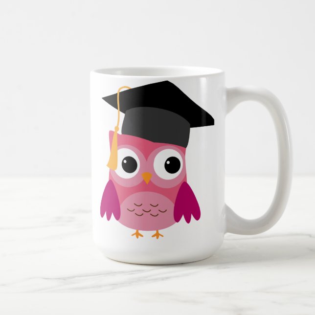 Taza De Café Lechuza rosa con tapón de graduación (Derecha)