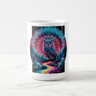 Taza De Café Lechuza sicodélica Mandala - Arte forestal trippy