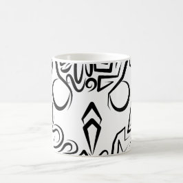 Taza De Café Lechuza Tribal Negra y Blanca