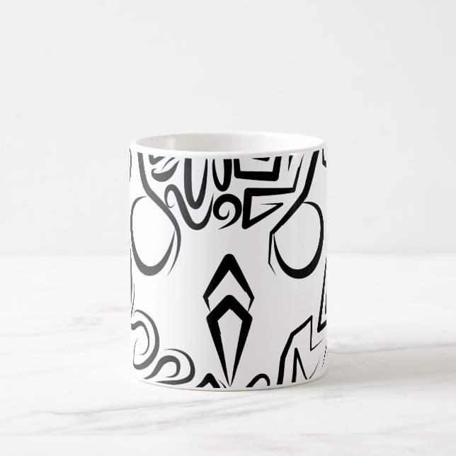 Taza De Café Lechuza Tribal Negra y Blanca (Centro)