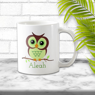 Taza De Café Lechuza verde Personalizado