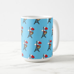Taza De Café Lechuza volando con globos cardíacos en París