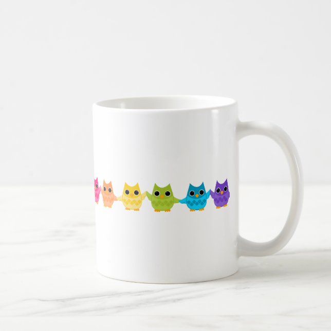 Taza De Café Lechuzas arcoiris (Derecha)