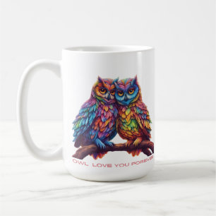 Taza De Café Lechuzas coloridas-Amantes-Regalo El día de San Va